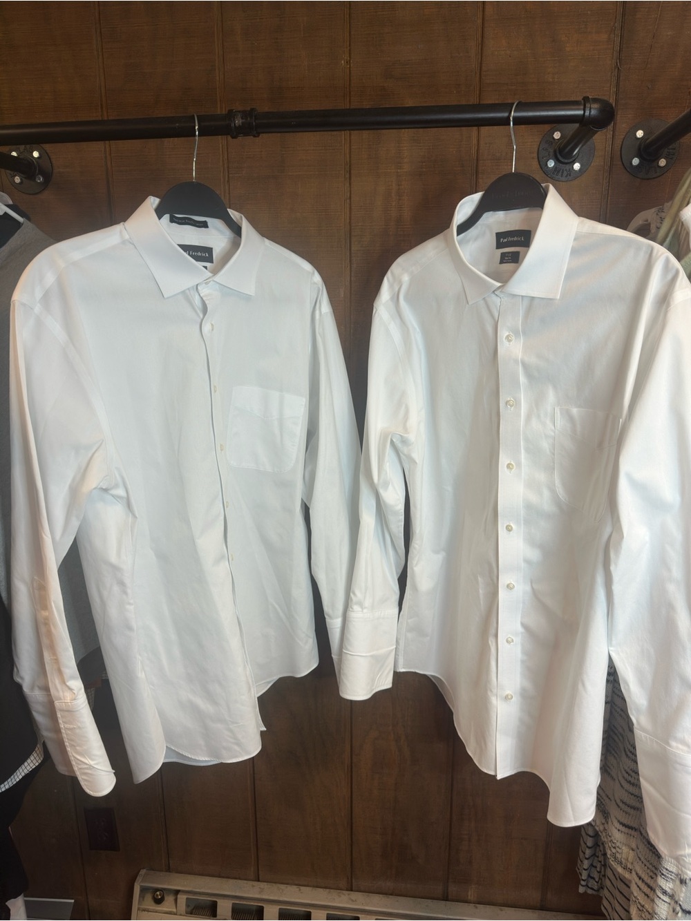 Paul Fredrick Men’s White Dress Shirts 17x32 Slim Fit Non-Iron Lot of 2